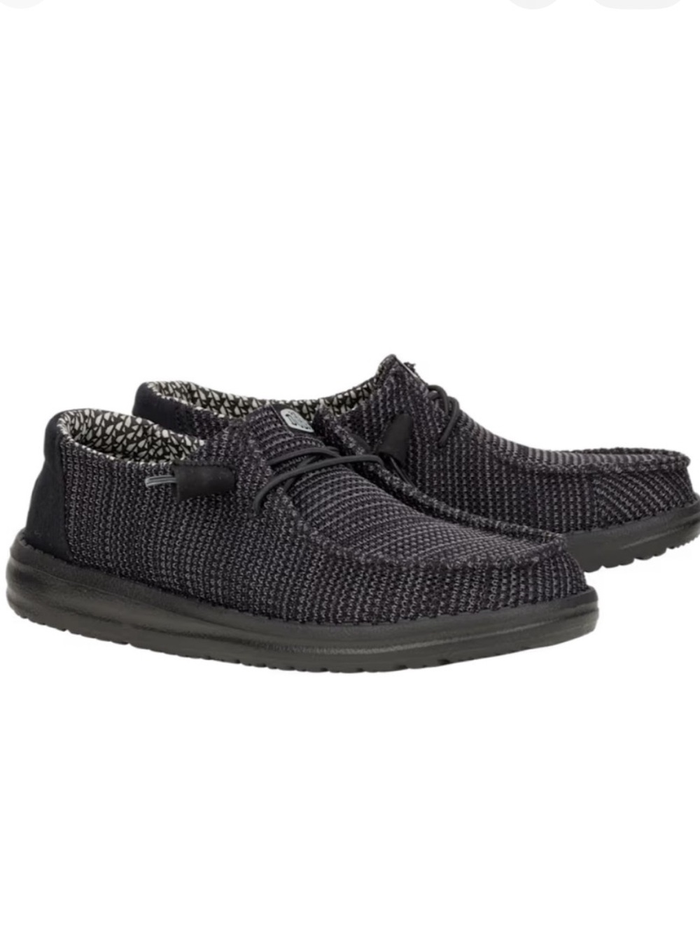 Hey Dude Wendy Stretch Sox Wide Black Knit Slip-On Loafers 9W
